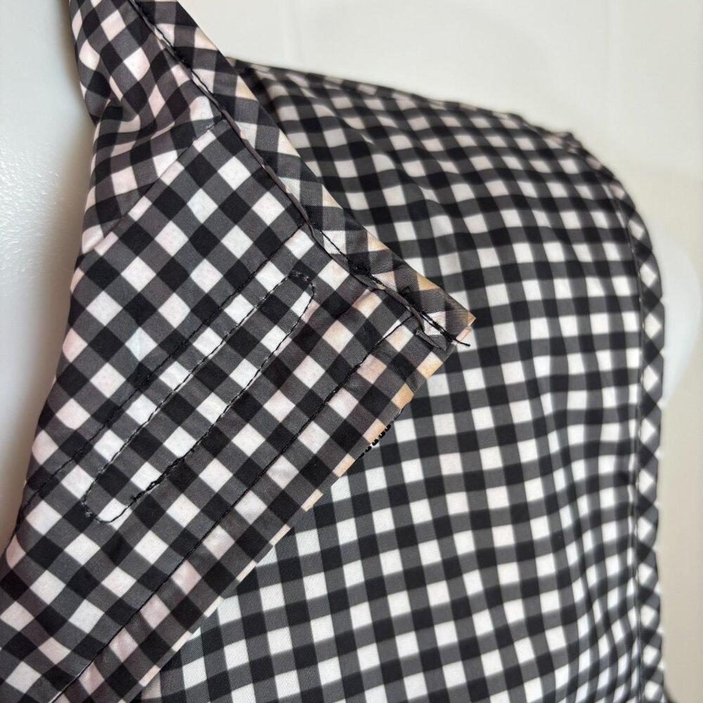 Talbots Vest SP Black White Gingham Plaid Full-Zip Pockets Terry Lined Women's - Picture 3 of 10